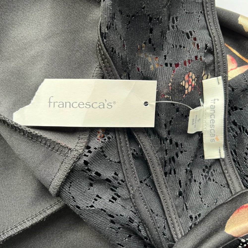 NWT Francesca's Lace and Satin Floral Fit and Flare Tea Length Halter Dress - Picture 12 of 16